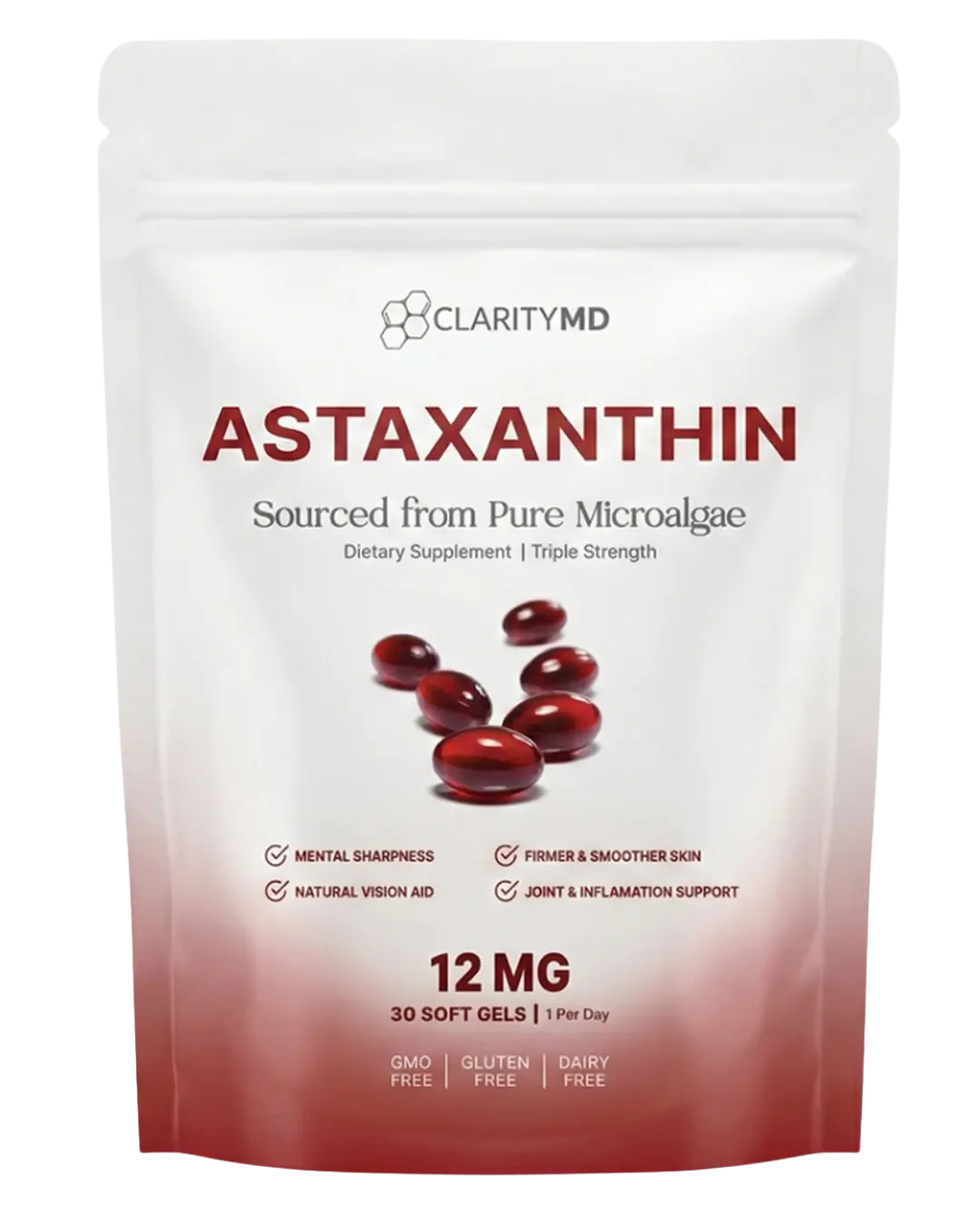 1 Bag - Clarity MD Astaxanthin Softgels For Vision Support (Extra 50% Discount - Exclusive One Time Offer!) Clarity MD