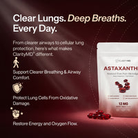 ClarityMD - Astaxanthin 12mg Softgels - Clearer Breathing, Chest Comfort & Total Lung Cell Defence