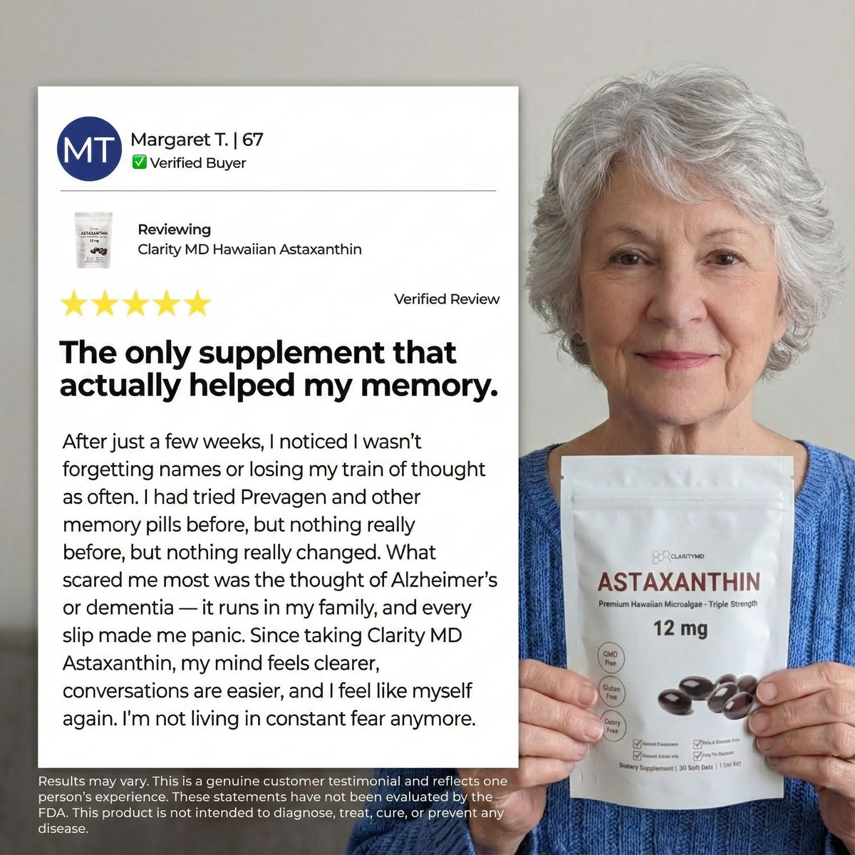 ClarityMD Astaxanthin Softgels – Naturally Fights Oxidative Stress & Protects Your Sharpness, Mobility, and Independence