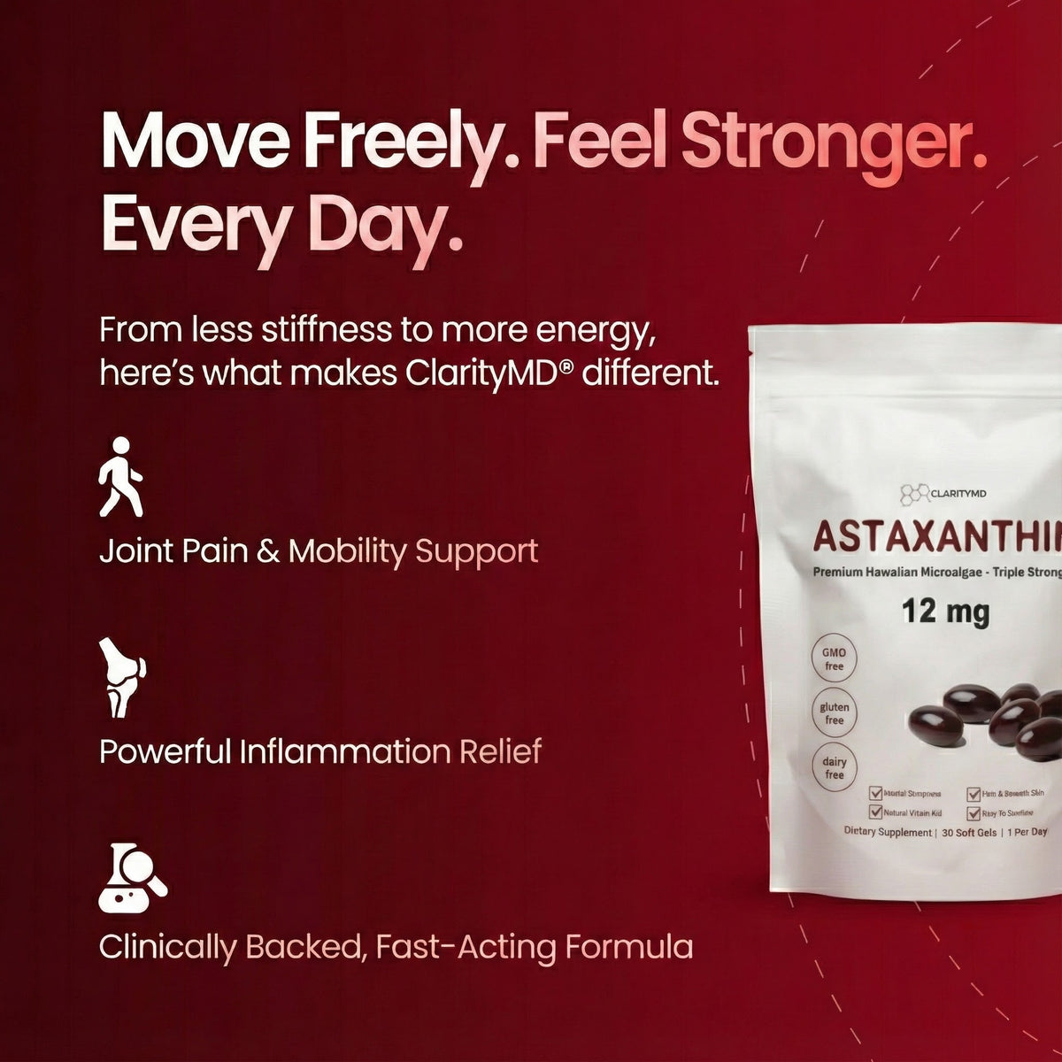 ClarityMD Astaxanthin Softgels - Powerful Support for Joints, Inflammation & Mobility
