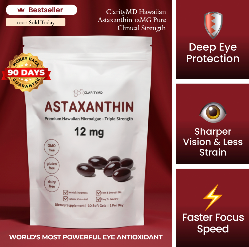 ClarityMD Astaxanthin Softgels - Naturally Protects Your Eye Cells To Restore Sharp, Clear Vision