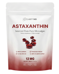 ClarityMD - Astaxanthin 12mg Softgels - Naturally Preserve Firm Glowing Skin, Healthy Hair & Energy