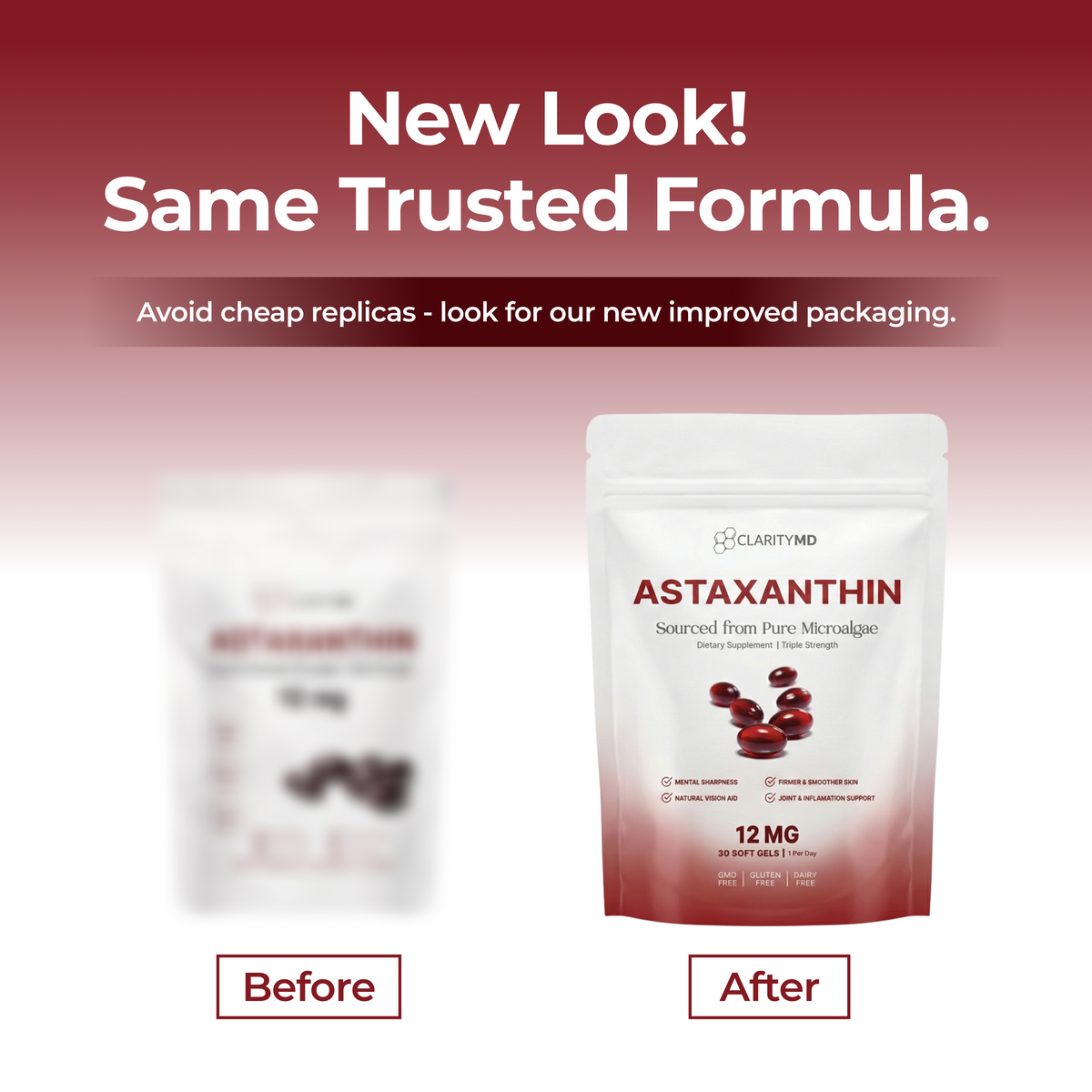 ClarityMD - Astaxanthin 12mg Softgels - Naturally Preserve Firm Glowing Skin, Healthy Hair & Energy