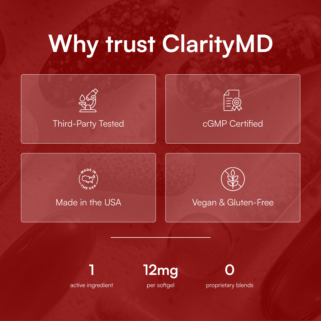 ClarityMD Astaxanthin 12mg Softgels – Full Body & Brain Cellular Protection For Healthy Ageing Clarity MD