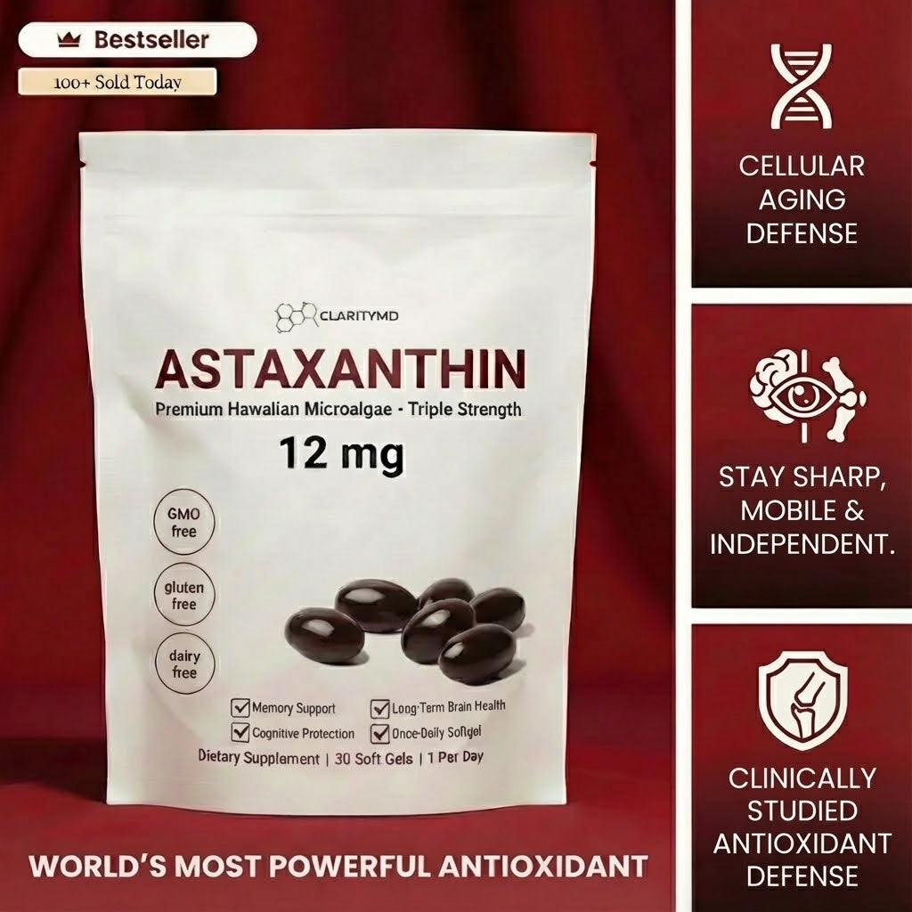 ClarityMD Astaxanthin Softgels – Naturally Fights Oxidative Stress & Protects Your Sharpness, Mobility, and Independence